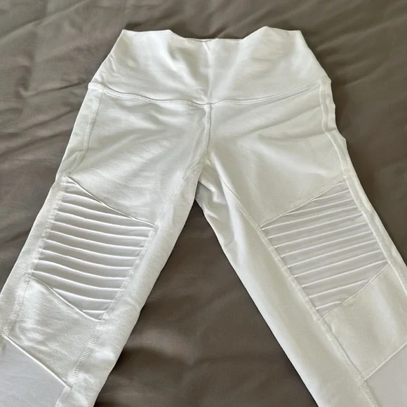 Alo White High-Waist Moto Leggings - Picture 4 of 6